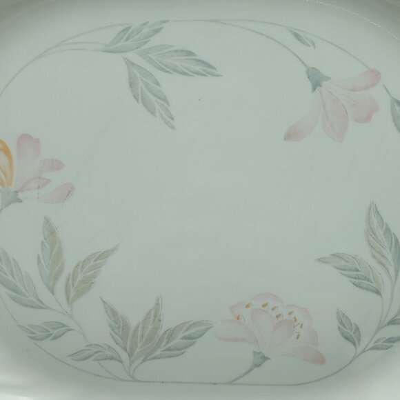 Corelle Pink Trio Platter Corning White Swirl Floral Oval Serving Plate - Picture 3 of 7